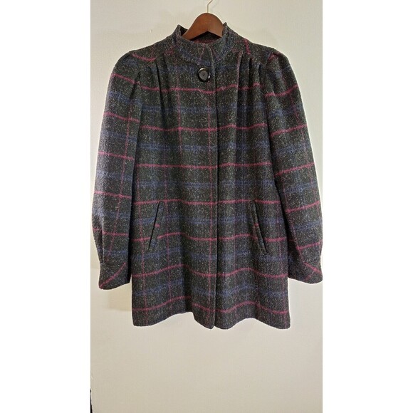 Vintage 80's 90's NEW YORL GIRL Wool Blend Tweed Coat Women's Plus Sz 16 USA - Picture 1 of 9